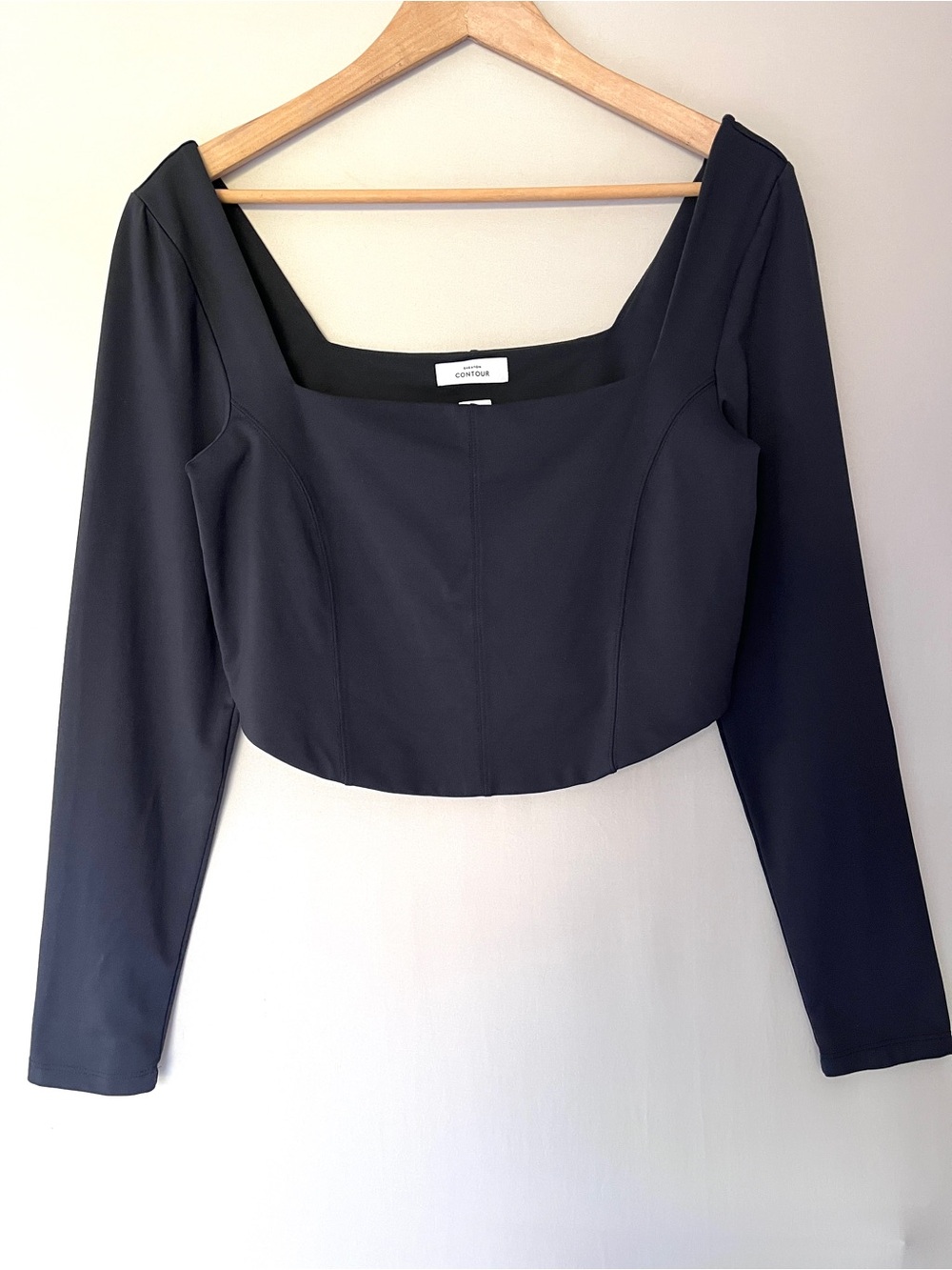 Aritzia Babaton Contour Square Neck Long Sleeve Cropped Top XL